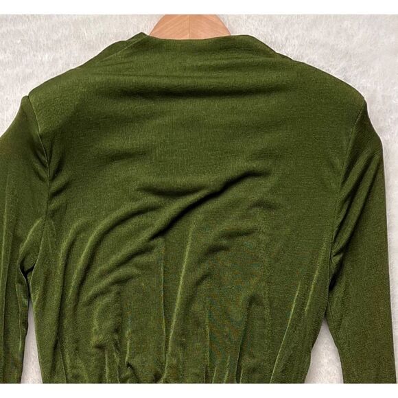 NWT Showpo Kaitie Mini Deep V Open Front Ruched Dress in Khaki, Size 4 - Picture 15 of 16